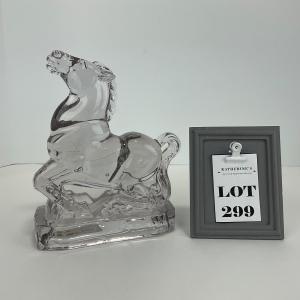 Photo of -299- NEW MARTINSVILLE | Clear Glass Horse Bookend