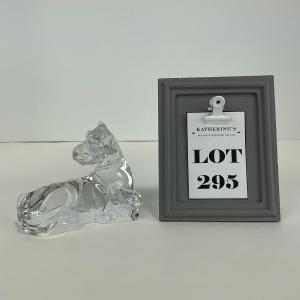 Photo of -295- BACCARAT | Clear Glass Horse Laying Down Figure | Signed & Marked