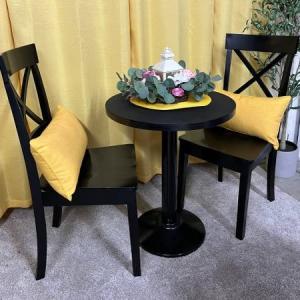 Photo of Small Black Table and two Chairs-PRICE REDUCED!