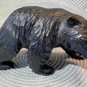 Photo of Vintage Japanese Arts & Crafts Hand Carved Bear Figure from Hokkaido Japan 6" Lo