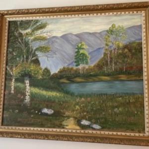 Photo of MID-CENTURY OIL ON BOARD PAINTING SIGNED BY DOT TIEDEMAN 1957 FRAME SIZE 27"x33"