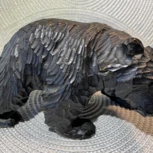 Photo of Vintage Japanese Arts & Crafts Hand Carved Bear Figure from Hokkaido Japan 7" Lo