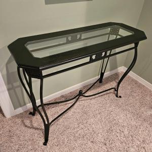 Photo of Black Metal, Wood and Glass Console Table (BLR-DW)