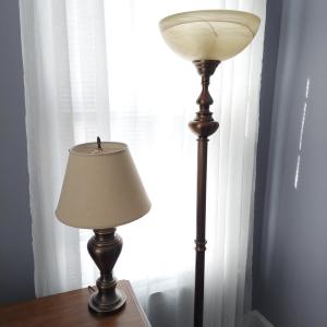 Photo of Two Bronze Tone Metal Lamps (PB-BBL)