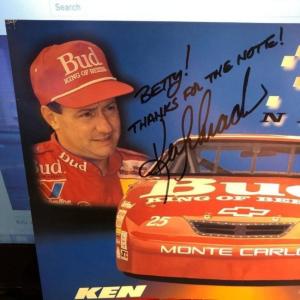 Photo of Ken Schrader Sharpie Hand Signed 8x10 Photograph Card Preowned.
