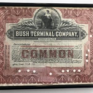 Photo of Framed Bush Terminal Company Stock Certificate
