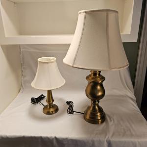 Photo of Two Bronze Metal Table Lamps (LR-JS)