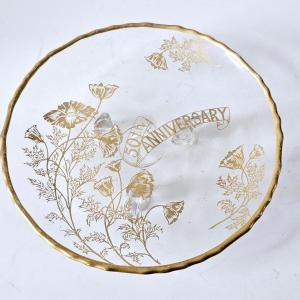 Photo of Vintage Silvercity Glass 22k Gold On Crystal 50th Anniversary Dish