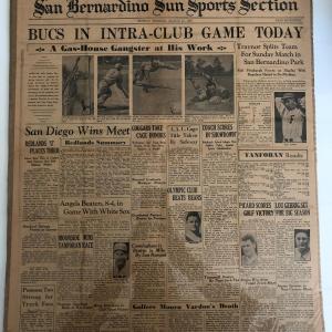 Photo of San Bernardino Sun Sports Section Newspaper Page. Sunday, March 21 1937