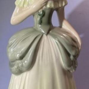 Photo of Mid-Century Colonial Dressed Lady Ceramic Hand Painted Figurine 15.75" Tall in V