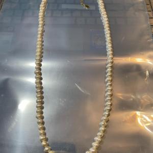 Photo of Vintage Sequin Baroque Freshwater Pearl Bright White Color Necklace 30"-32.5" w/