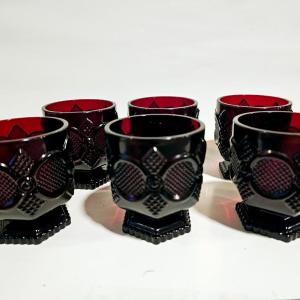 Photo of Set of Six Avon RubyRed Glasses in 1880s style, vintage colored glass