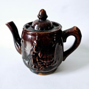 Photo of Antique UK 1800s Victorian Brown Ceramic Teapot