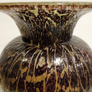 Photo of (In the Style of) Durand Black and Gold Crackle Glass Vase