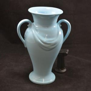 Photo of Vintage Abbington USA Pottery Light Blue Amphora Vase 10"x7.5"