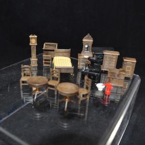 Photo of Lot of Tiny Plastic Doll House Furniture