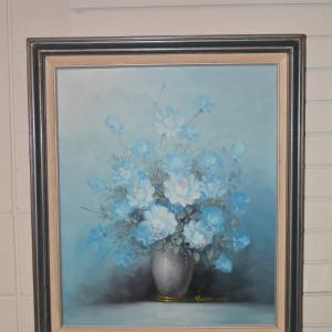 Photo of Framed Robert Cox Floral Still Life Signed Oil Painting 29"x25"