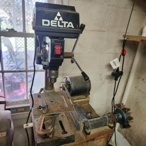 Photo of Delta 8" Bench Drill Press with stand and attached Grinder