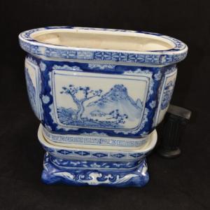 Photo of Vintage Chinese Blue and White Cache Pot/Jardiniere
