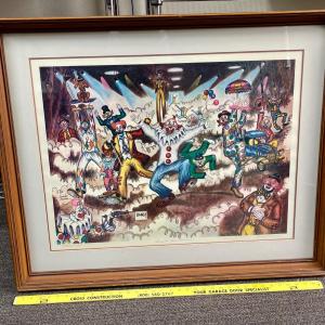 Photo of George Crionas Artwork Artist's Proof "Send in the Clowns" frame size 38" x 31"