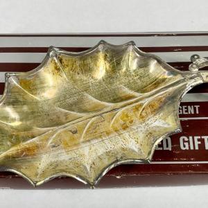 Photo of Silver Plated Leaf Shaped Dish Vintage made in Hong Kong comes with original box