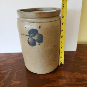 Photo of Antique Salt Glazed Stoneware Crock 9.5"h