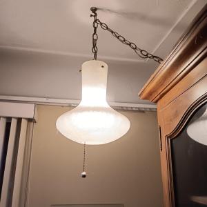 Photo of IVORY COLORED GLASS SHADE HANGING LAMP