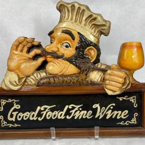 Photo of Gourmet Chef Vintage Wood 3D Sign Kitchen Restaurant 18 1/2” Wide X 15 1/2” 
