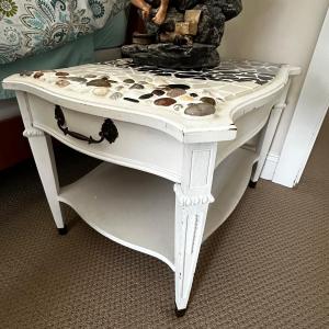 Photo of 2 unique shell/mosaic top side tables