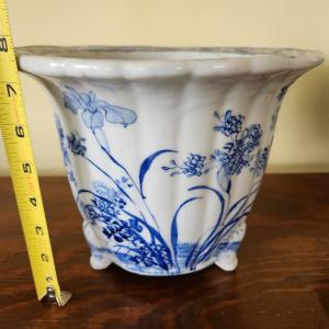 Photo of Large Footed Blue White Planter Pot