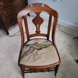 Photo of Antique Parlor Chair Duck embroider Seat