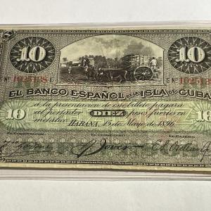 Photo of Scarce Cuba 1896 Nice Circulated Condition 10-Peso Currency/Banknote as Pictured