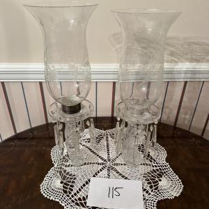 Photo of Vintage Glass candle holders with chimneys