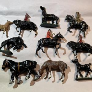 Photo of Vintage Lot of 10 Mid-Century Cast Metal Toy Figures Preowned from an Estate as 