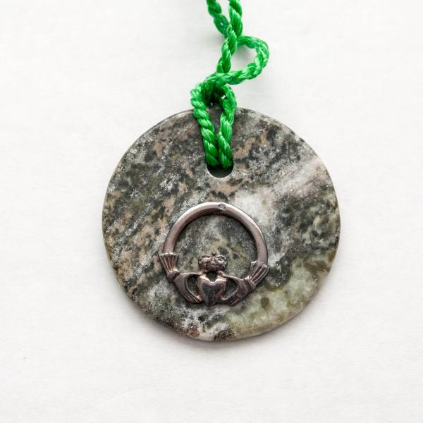 Photo of SS claddagh on connemara marble pendant