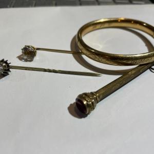 Photo of Antique Gold-Filled/Plated Jewelry & Mechanical Pencil Lot as Pictured. Bracelet