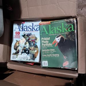 Photo of A BOX FULL OF ALASKA AND WESTERN OUTDOORS MAGAZINES