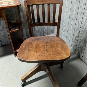 Photo of Antique Vintage Oak Desk Office Chair