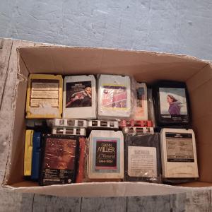 Photo of BOX OF 8-TRACK TAPES WITH A VARIETY OF MUSIC