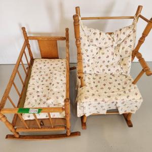 Photo of Vintage Cass Toys Baby Doll Crib and Rocker Rocking Chair
