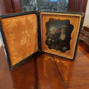 Photo of Antique Leather Case Tintype Gold Gilt metal Frame Photograph