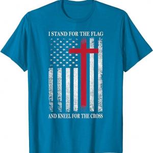 Photo of I Stand for the Flag and Kneel for the Cross Shirt USA Flag T-Shirt
