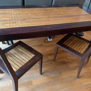 Photo of Slat Design Table & 2 Chairs 71X36X30