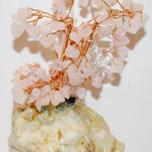 Photo of Beautiful All Pink Quartz Stones Tree with Copper Wire 6" H