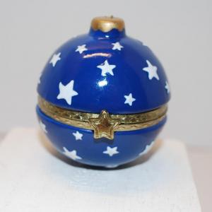 Photo of Blue Star Globe Ornament Style Trinket Box 2"