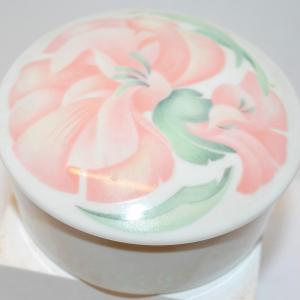 Photo of Pastel Pink Flowered Porcelain Trinket Box 3" Round MADE IN FRANCE