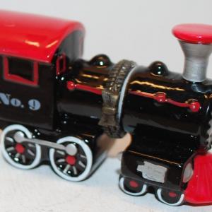Photo of Petite Red & Black Locomotive Hinged Trinket Box 3" x 1 3/4"