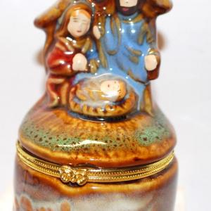 Photo of Unique Nativity Scene Hinged Jewelry Trinket Box 4" H