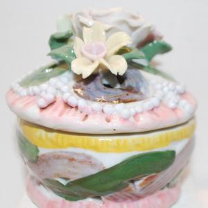 Photo of Ceramic Covered Trinket Box or Perforated Potpourri Dish 3" H x 3" Rd.