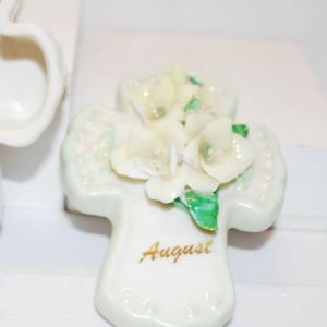 Photo of Flowered Ceramic Cross Jewelry Trinket Box -- Marked "August"